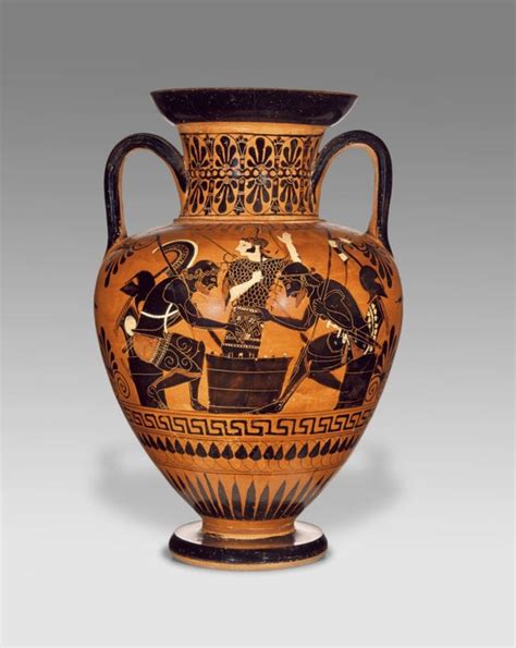 Attic Black Figure Neck Amphora Depicting Achilles And Ajax Playing A Board Game With Pessoi In