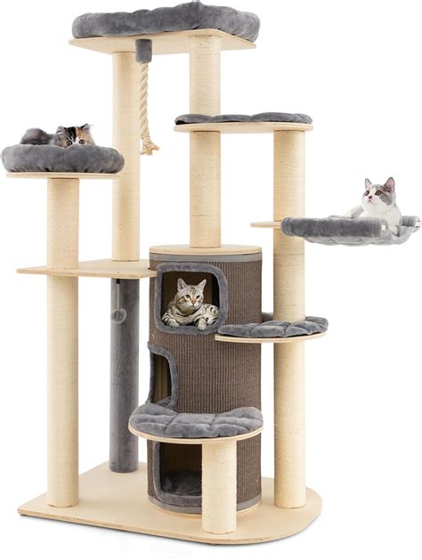 Amazon PETSITE Tall Cat Tree 67 Inches Wooden Multi Level Cat