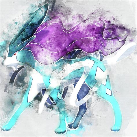 Pokemon Suicune Abstract Portrait By Diana Van Painting By Diana Van