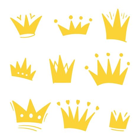 Premium Vector Set Of Doodle Crown Sketch Hand Drawn Style