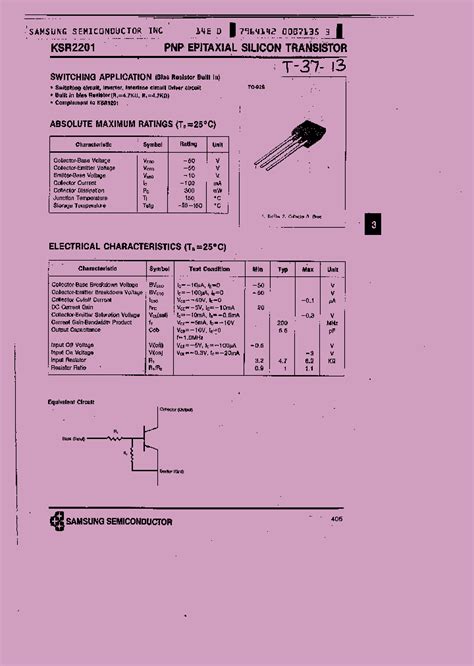 Ksr2201 1261519 Pdf Datasheet Download Ic On Line