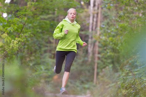 Pretty Young Girl Runner In The Forest Running Woman Female Runner