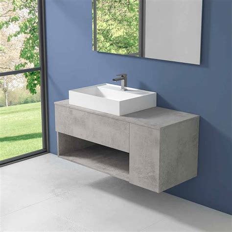 Mobile Bagno Con Lavabo Appoggio Design Moderno Minimale