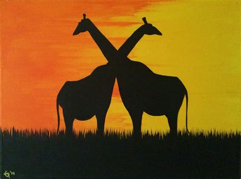 Giraffe Silhouette Painting at PaintingValley.com | Explore collection ...