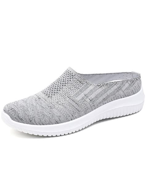 Mules For Women Slip On Comfort Shoes Walking Backless Sneakers Gray 7 5