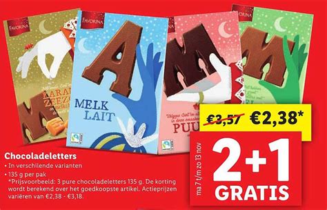 Favorina Chocoladeletters 2 1 Gratis Aanbieding Bij Lidl 1Folders Nl