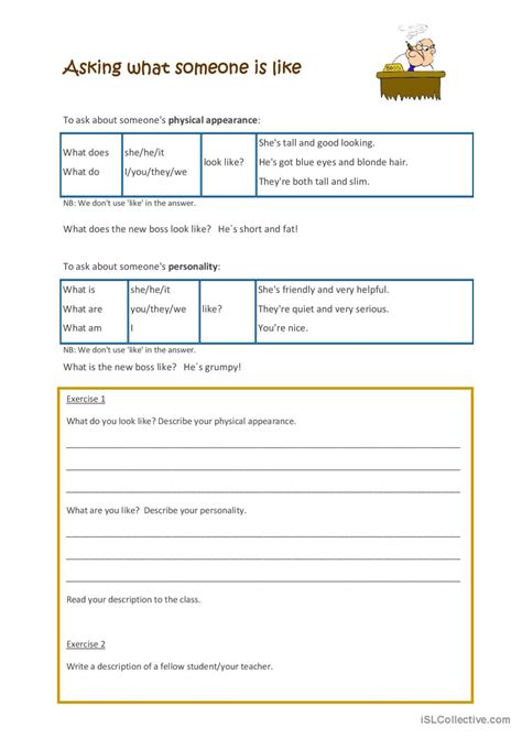 Asking What Someone Is Like English Esl Worksheets Pdf Doc