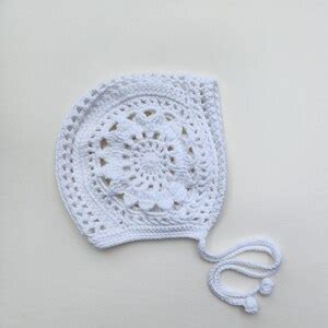 Flower Bonnet. Crochet Baby Girl Bonnet. Cotton Bonnet. Baby Girl Photo ...