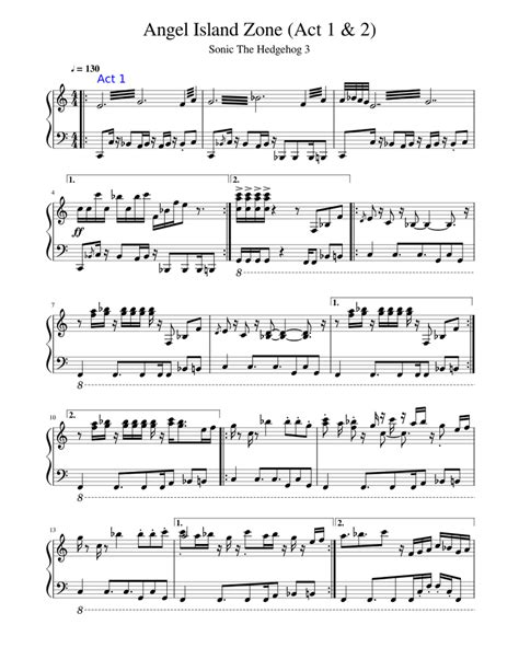 Angel Island Zone (Sonic The Hedgehog 3) Sheet music for Piano | Download free in PDF or MIDI ...