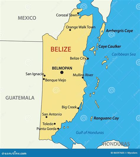 belize map of country and capital