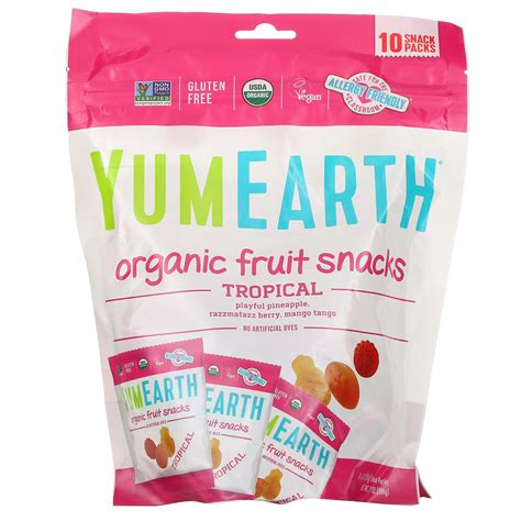 Yumearth Organic Fruit Snacks Tropical 10 Packs 062 Oz 176 G