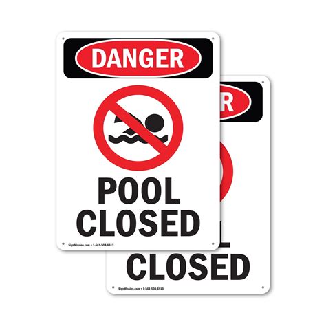 2 Pack Pool Closed OSHA Danger Sign 7 Inch X 10 Inch Indoor Outdoor