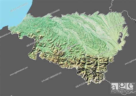 Departement Of Pyrenees Atlantiques France Relief Map Stock Photo