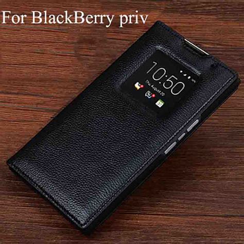 For Blackberry Priv Case Luxury Genuine Leather Flip Back Cover For