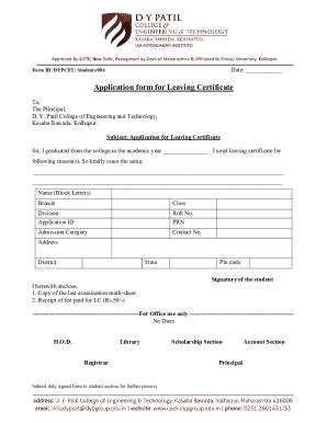 Fillable Online Application Form For Leaving Certificate Fax Email