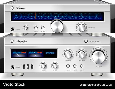 Analog Music Stereo Audio Amplifier And Tuner Vector Image