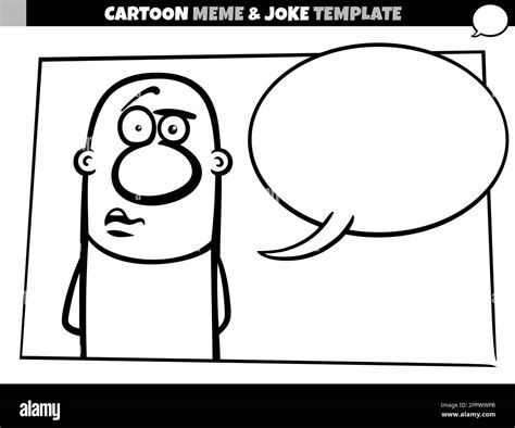 Black And White Cartoon Meme Template With Comic Man Stock Vector Image