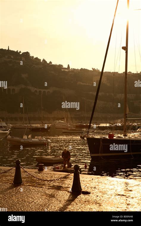 Port Scene Villefranche Sur Mer French Riviera Provence Alpes Cote D