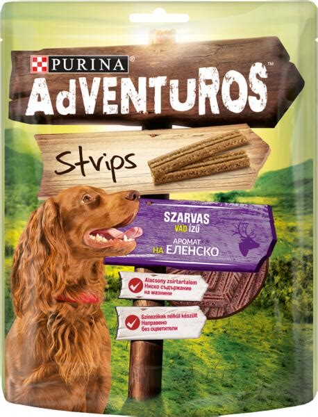 Vásárlás Adventuros Strips szarvas és vad ízű 90 g Jutalomfalat