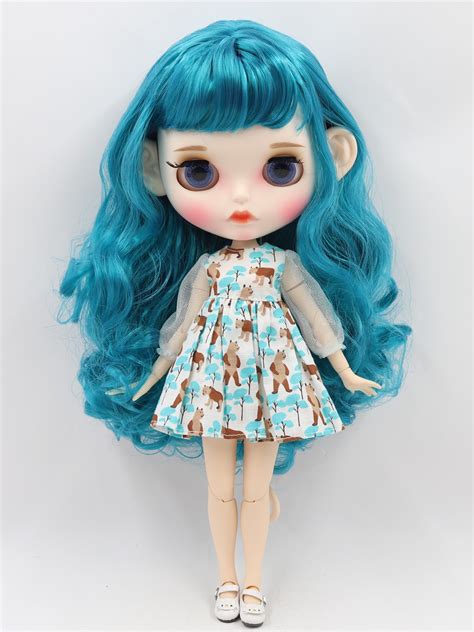 Neo Blythe Doll Turquoise Hair White Skin Matte Face Jointed Body