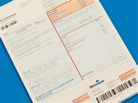 Metrogas. Diseño integral de identidad corporativa. Diseño de facturas