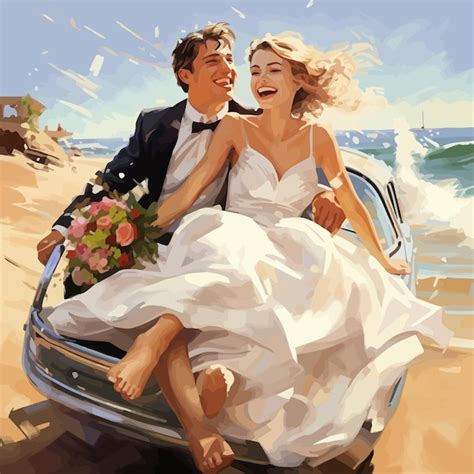 Premium Vector Just Married Vector Illustrated