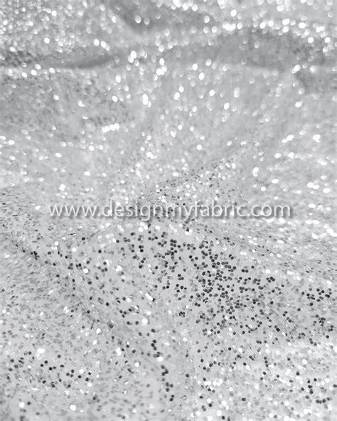 Silver glitter on silver lace fabric #91579 - Design My Fabric