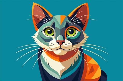 Premium Vector | A drawing of a cat with green eyes