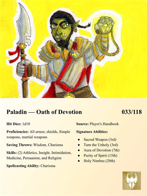 Devotion Paladin (DND Subclass Cards 33/118) by Netheraptr on DeviantArt