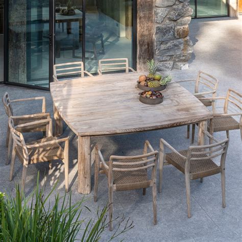 Gommaire Miguel Square Teak Dining Table Luxury Outdoor Living