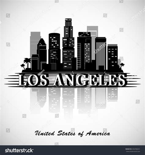 Los Angeles City Skyline Typographic Design Stock Vector Illustration