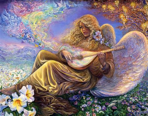 Fantasy Angel With Lute A Stunning Hd Wallpaper Of Wings And Flowers