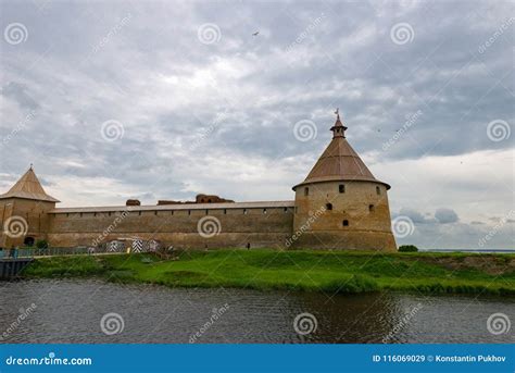 Russian Defensive Wooden Walls Of The Ancient Medieval Fortress Of