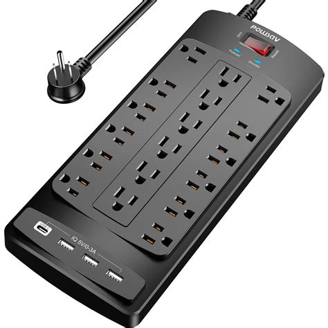 Snapklik.com : 18 Outlets Surge Protector Power Strip - 6 Feet Flat