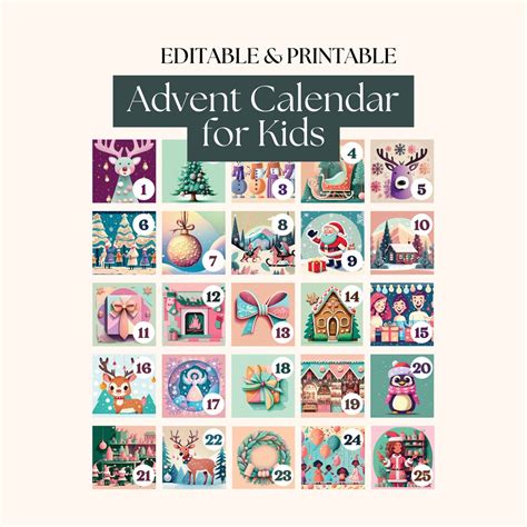 Advent Calendar for Kids Printable Kids Advent Calendar - Etsy