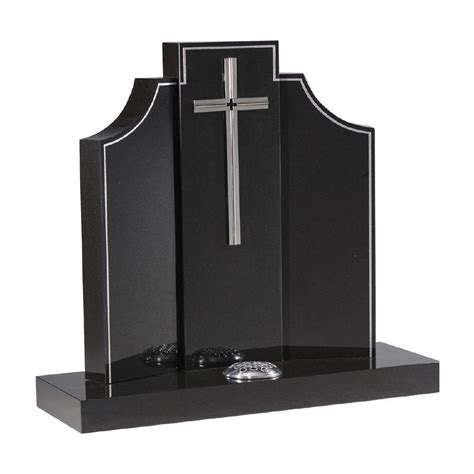 Black Granite Multi Faced Headstone Cross Ws Moore