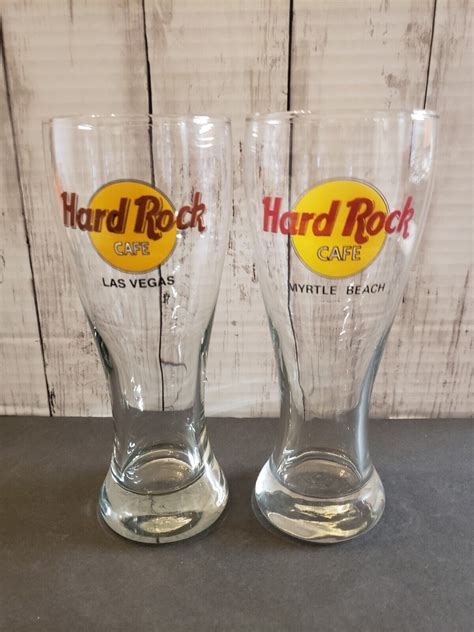 Lot Of 2 Hard Rock Cafe 20 Oz Pilsner Beer Glasses Las Vegas Myrtle