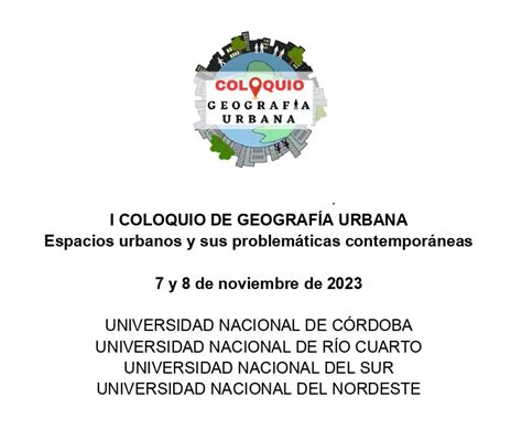 I Coloquio de Geografía Urbana Facultad de Ciencias Humanas