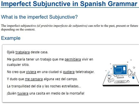 El Pretérito Imerfecto De Subjuntivo The Imperfect Subjunctive Tense