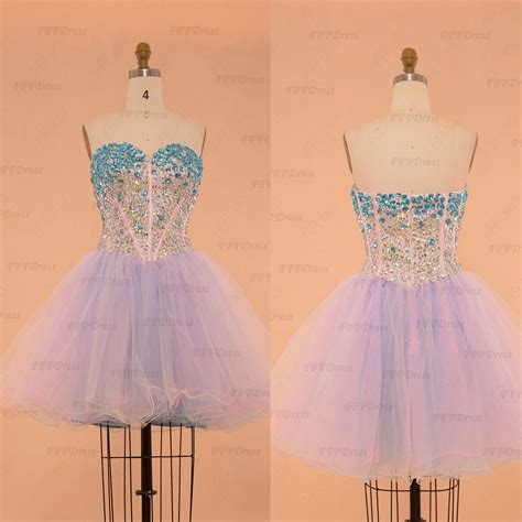 Sparkle Crystals Pink Blue Unicorn Short Prom Dresses Poofy Homecoming