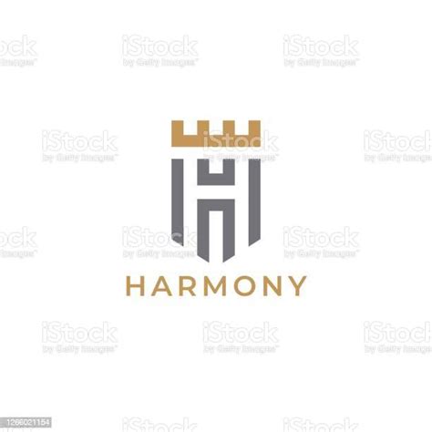 Surat Heraldik H Monogram Desain Ikon Minimal Yang Elegan Huruf H Crown Shield Ilustrasi Stok