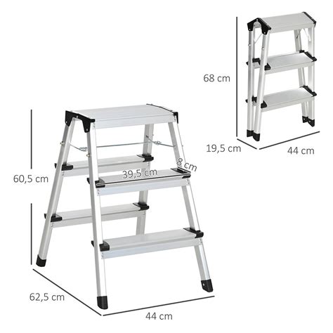 Marchepied escabeau double pliant antidérapant 3 marches hauteur max