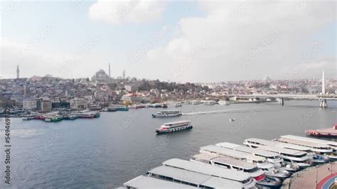 Port Infrastructure And Ships View With The Hagia Sophia Background