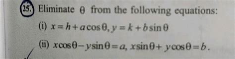 Eliminate Theta X Acos Theta Y Bsin Theta