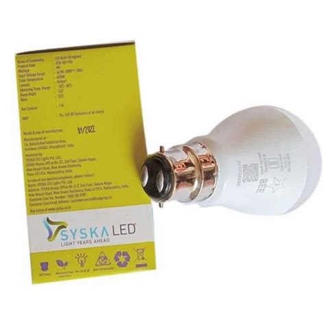 ABS Plastic Syska SSK SRL 9W LED Maxglow Light Bulb Warm White At Rs