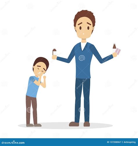 Father Take Care Of A Sick Son Stock Vector Illustration Of Lovely Taking 137208067