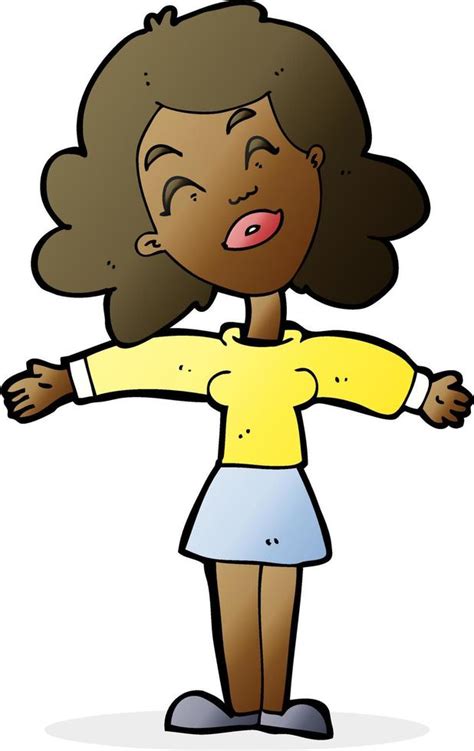 Cartoon Woman With Open Arms 12308811 Vector Art At Vecteezy