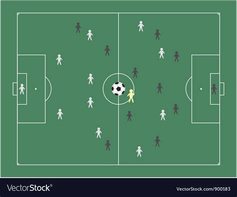 Football Pitch With Players Royalty Free Vector Image