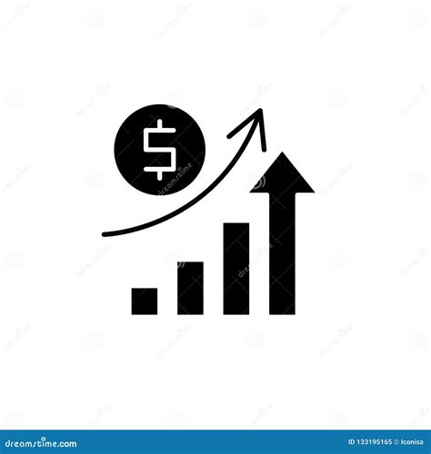 Economic Growth Black Icon, Vector Sign on Isolated Background ...