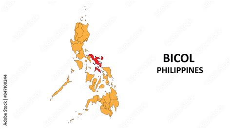 Bicol Map in Philippines. Vector Map of Philippines. Regions map of ...